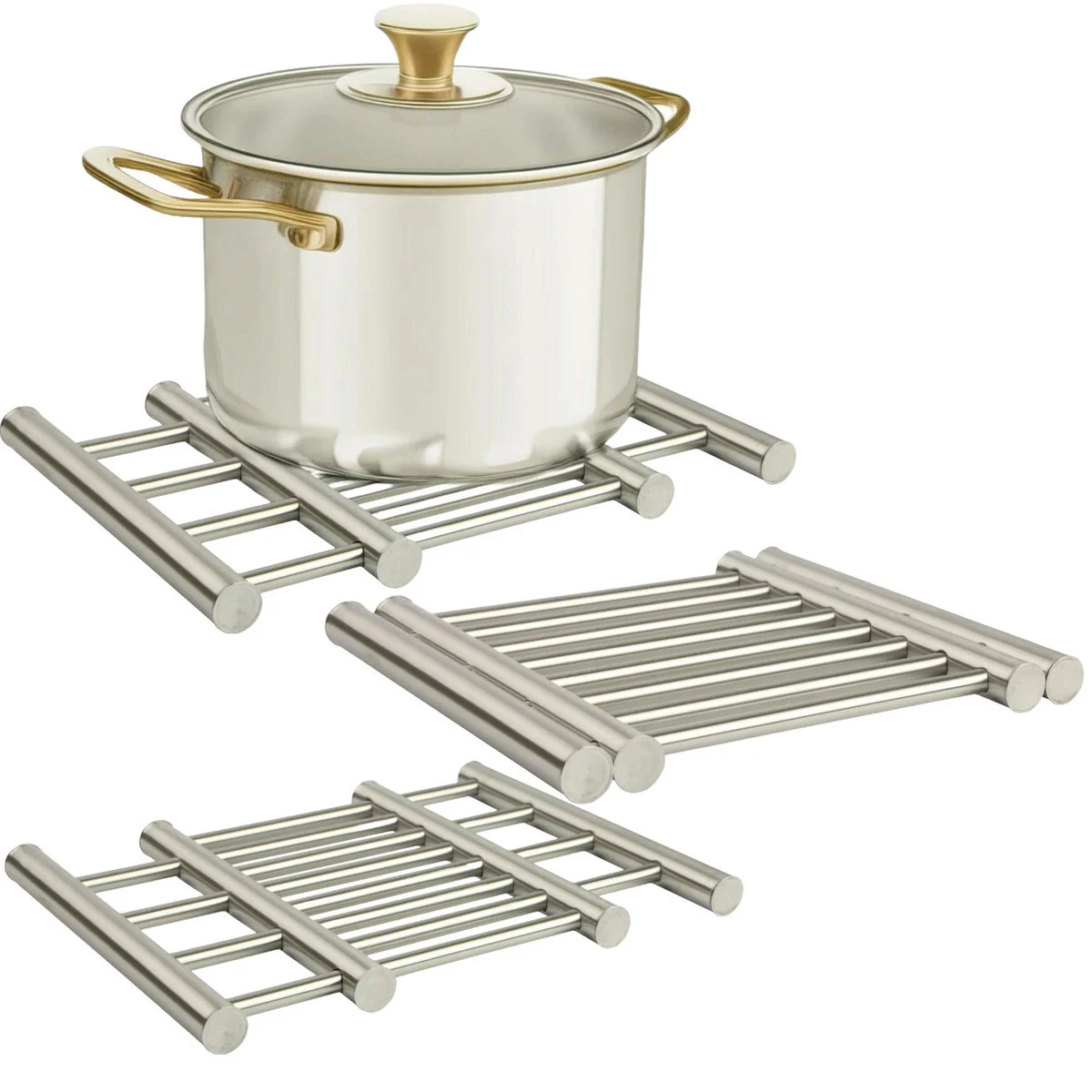 Soporte Ajustable para Ollas&ndash;Acero Inox