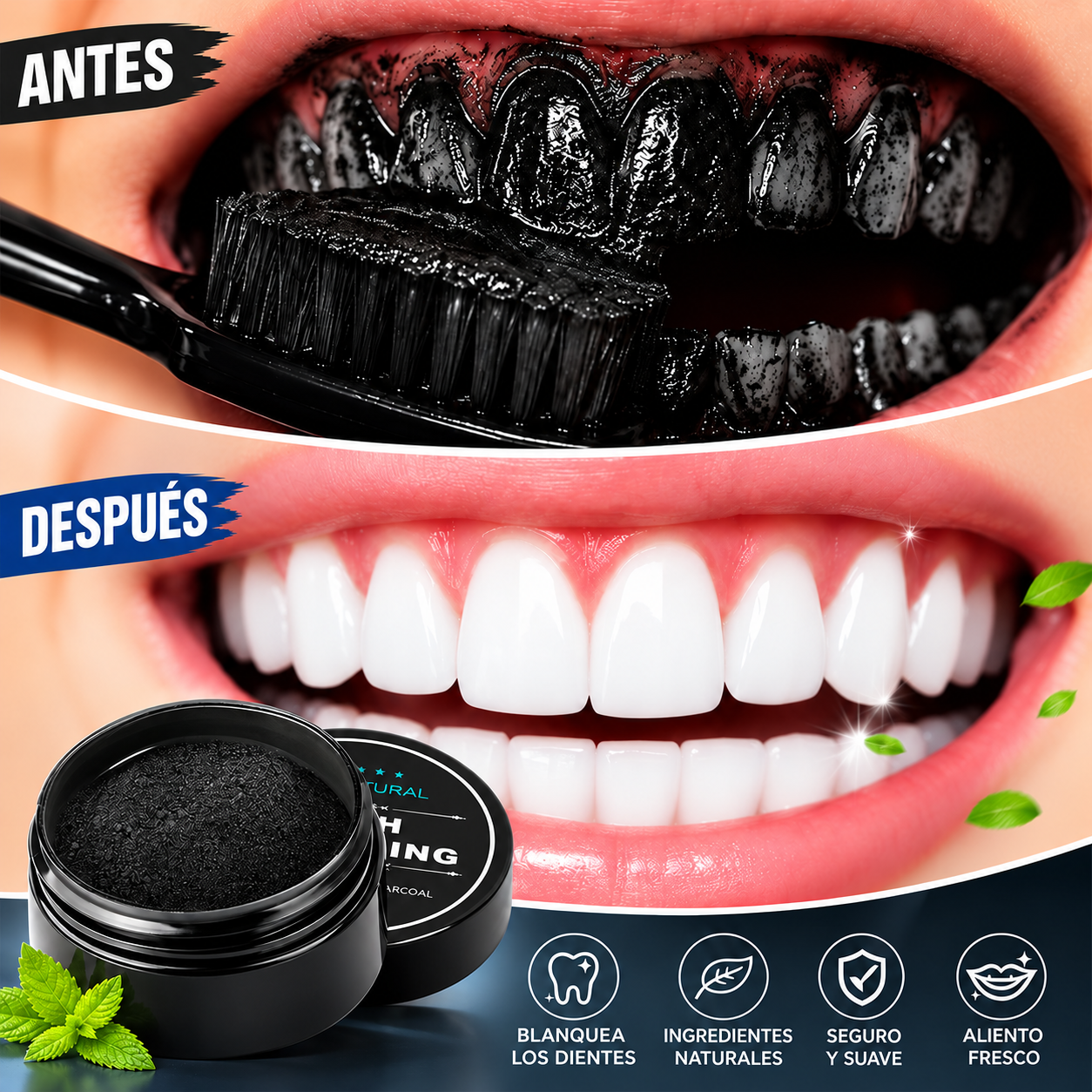 Polvo Blanqueador Dental de Carb&oacute;n Activ